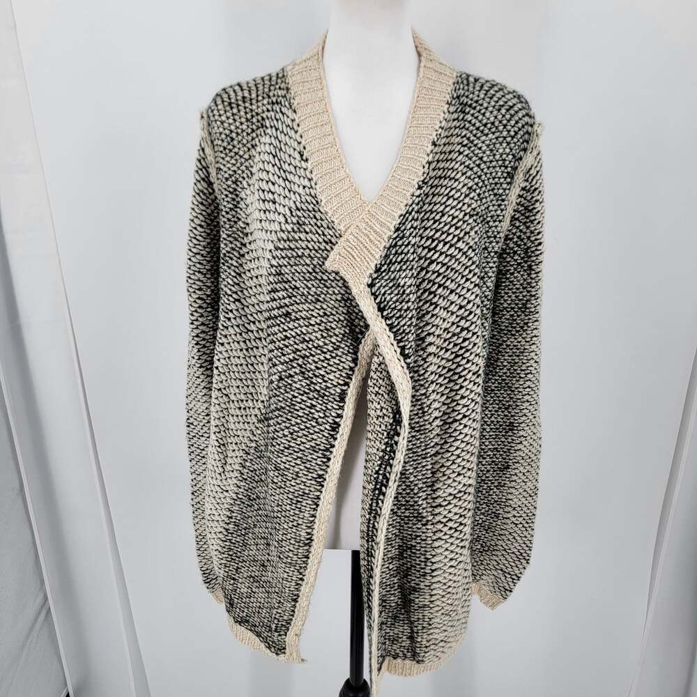 Elan Women's S Knit Cardigan Sweater Black Beige Gold Open Front